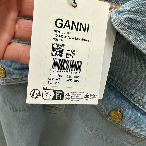 NWT Ganni Light Blue Denim Shirt dress - Picture 3 of 6